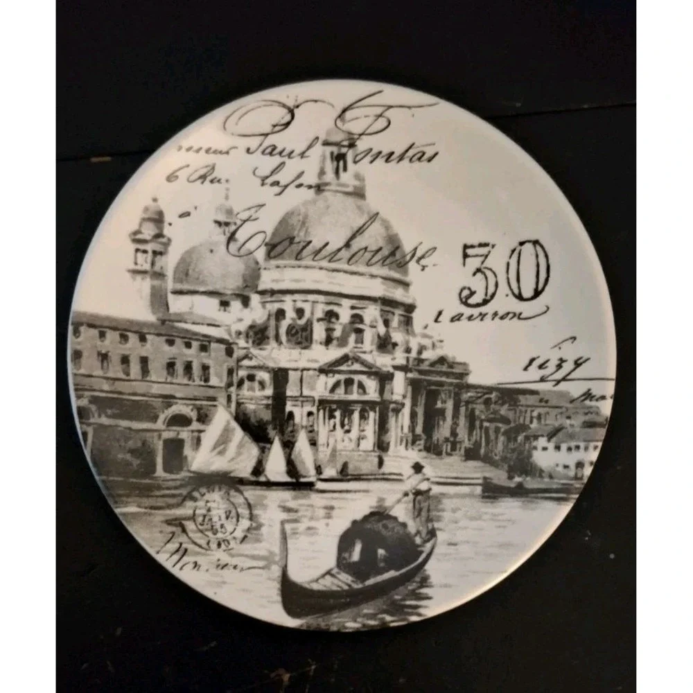 French Inspired Canape Plates with storage box set of 4 Tina Higgins New
